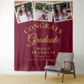 Bourgondië Gouden Glitter Afstudeerceremonie 3 Fot Wandkleed (In situ)