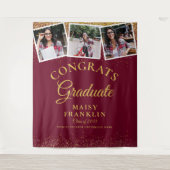 Bourgondië Gouden Glitter Afstudeerceremonie 3 Fot Wandkleed (Voorkant)