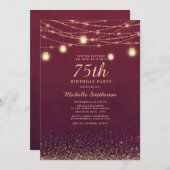 Bourgondië Gouden Glitter Slingerlichten Formeel 7 Kaart (Voorkant / Achterkant)