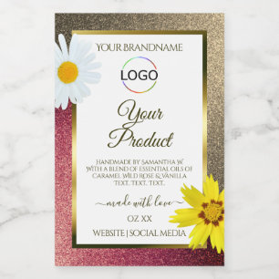 Bourgondië Gouden Glitter Witte Productlabels Voeg Voedselcontainer Etiket