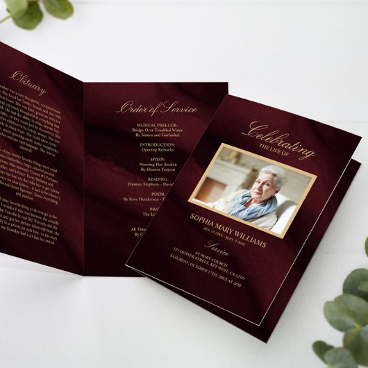 Bourgondië & gouden kalligrafie herdenkingsprogram kaart