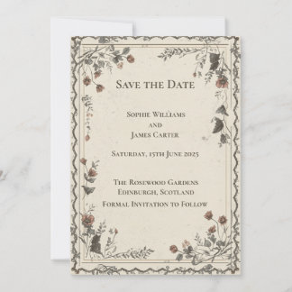 Bourgondië Gouden Schotse Save the Date Kaart | Ri