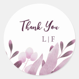 Bourgondië groot blad bruiloft dank u ronde sticker