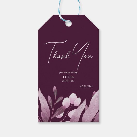 Bourgondië groot blad Vrijgezellenfeest dank u Cadeaulabel (Voorkant)