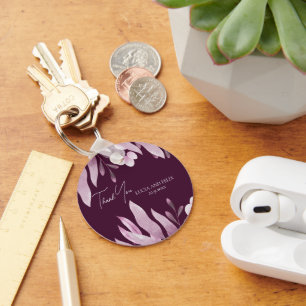 Bourgondië grote bladeren bruiloft dank u sleutelhanger