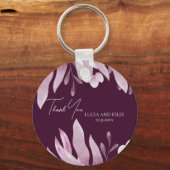 Bourgondië grote bladeren bruiloft dank u sleutelhanger (Voorkant)