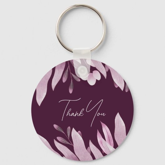 Bourgondië grote bladeren bruiloft dank u sleutelhanger (Achterkant)