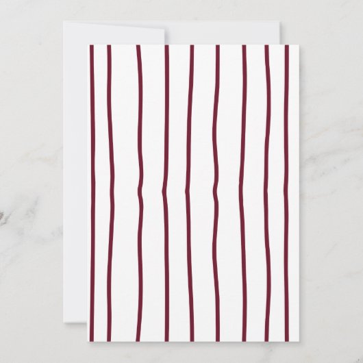 Bourgondië Hand Draw Doodle Wavy Border Bow Weddin Kaart (Achterkant)