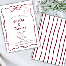 Bourgondië Hand Draw Doodle Wavy Border Bow Weddin