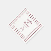 Bourgondië Hand Teken Doodle Stripes Trouwen Servet (Hoek)