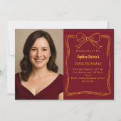 Bourgondië handgetekende boogfoto verjaardag kaart (Voorkant)