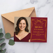 Bourgondië handgetekende boogfoto verjaardag uitnodiging briefkaart