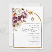 Bourgondië Herfst Bloemige Bat Mitzvah-foto Kaart (Voorkant)