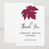 Bourgondië Herfst Esdoornblad Trouw Dank Je Bedankkaart (Voorkant / Achterkant)