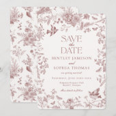 Bourgondie herfst toile de Jouy bloemmotief save-t Kaart (Voorkant / Achterkant)