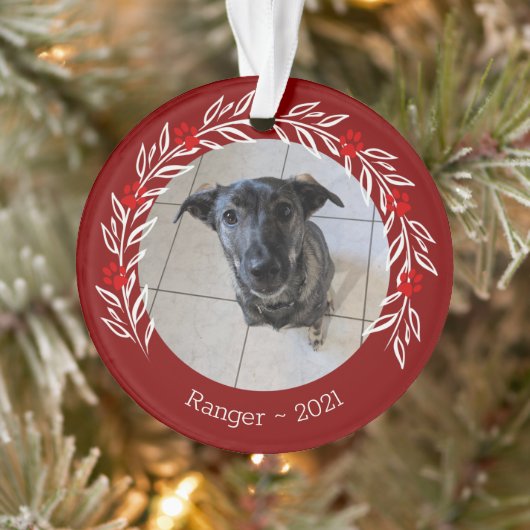 Bourgondië Holly Elegant Huisdier Foto Ornament (Boom)