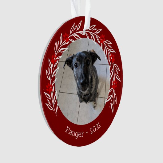 Bourgondië Holly Elegant Huisdier Foto Ornament (voorkant)