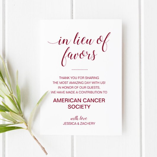 Bourgondie In Plaats Van Bruiloft Geschenken Plaatskaartje