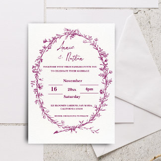 Bourgondië  ingewikkelde Lijst bruiloft uitnodigin