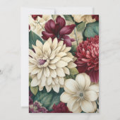 Bourgondië, Ivoor, en Bos Groene Bloemenbruiloft Kaart (Achterkant)