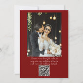 Bourgondie Ivoor Oud Geld QR Code Foto Bruiloft Kaart (Achterkant)