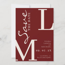 Bourgondië & Ivoor stijlvol monogram huwelijksfees Save The Date
