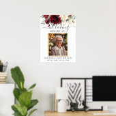 Bourgondië Ivoor Wit Bloem Foto Rouw Herdenking Poster (Thuiskantoor)