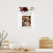 Bourgondië Ivoor Wit Bloem Foto Rouwkaart Herdenki Poster (Keuken)