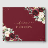 Bourgondië Ivoor Witte Bloemen Memorial Begrafenis Gastenboek (Achterkant)