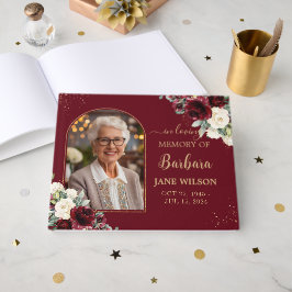 Bourgondië Ivoor Witte Bloemen Memorial Begrafenis Gastenboek