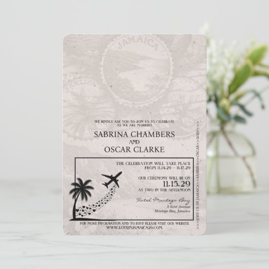 Bourgondië Jamaica Passport Uitnodiging voor het H (Staand voorkant)