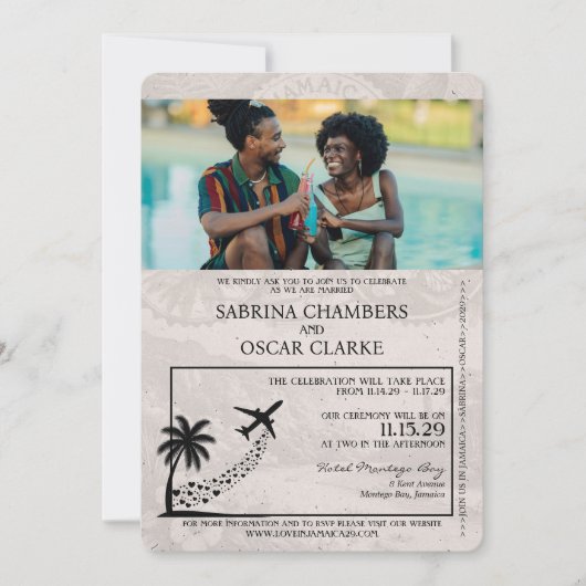 Bourgondië Jamaica Passport Uitnodiging voor het H (Voorkant)