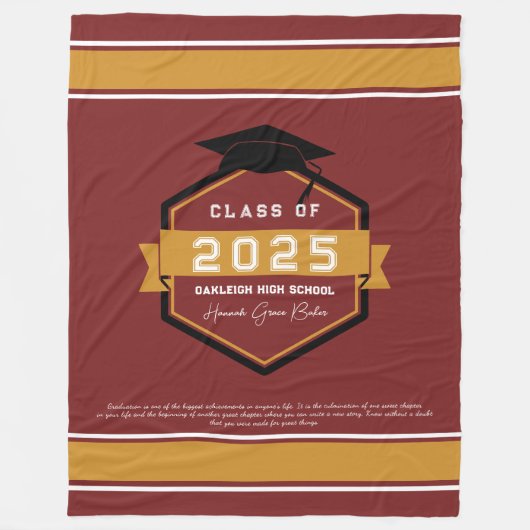 Bourgondië | Klasse van 2025 Afstuderen Keepsake Fleece Deken (Voorkant)