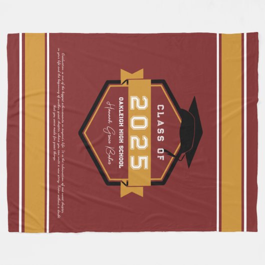 Bourgondië | Klasse van 2025 Afstuderen Keepsake Fleece Deken (Voorkant (Horizontaal))