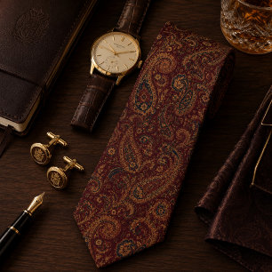 Bourgondië Koninklijke Paisley Oude Geld Luxe Stropdas