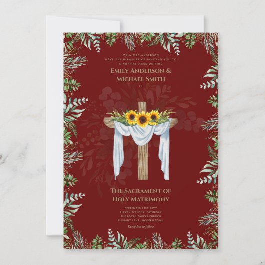 Bourgondië Kruis Katholieke Huwelijksmis Trouwen Kaart (Voorkant)