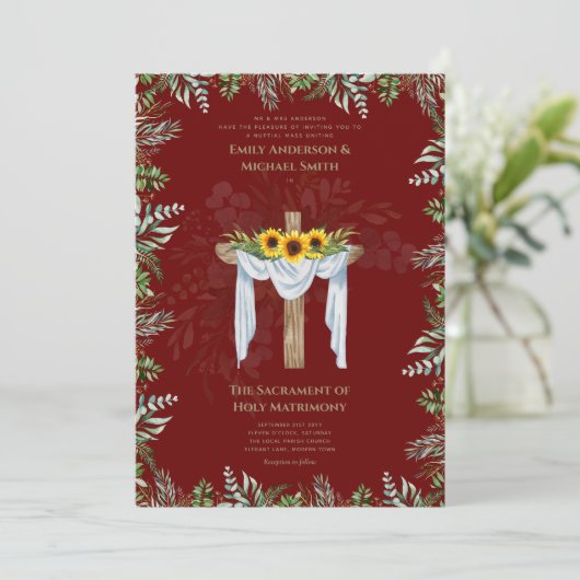 Bourgondië Kruis Katholieke Huwelijksmis Trouwen Kaart (Staand voorkant)