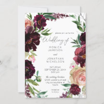 Bourgondië & Licht Roze Bloemige Trouwdag