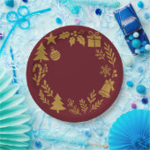 Bourgondië Luxe gouden krans Classic Kerstmis Papieren Bordje (Feest)