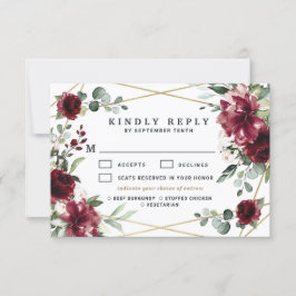 Bourgondië Maaltijd Keuze Blush Goud Groenery Trou RSVP Kaartje