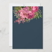 Bourgondië marine blauw blush zilver Waterverf Blo Kaart (Achterkant)