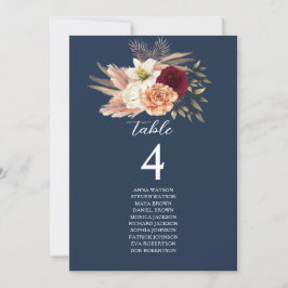 Bourgondië Marine Blauwe bruiloft zitplaatsen