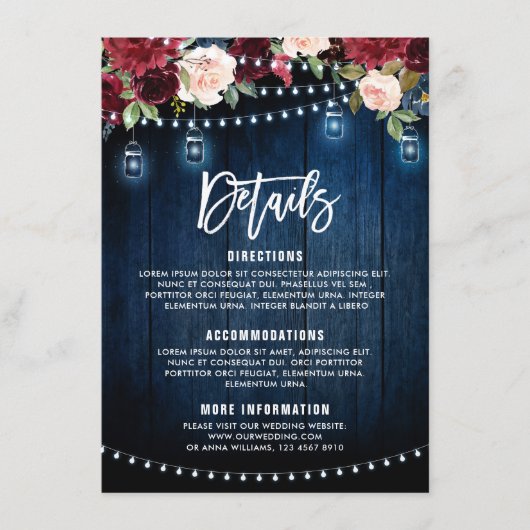 Bourgondië Marine Bloem Slinger Licht metson glas  Informatiekaartje (Voorkant)