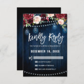 Bourgondië Marine Bloem Slinger Licht metsonbeker RSVP Kaartje (Voorkant / Achterkant)