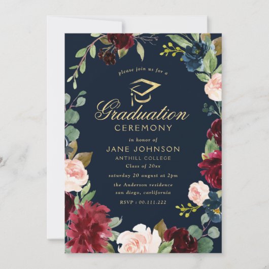 Bourgondië Marine Bloemen afstuderen Ceremonie Kaart (Voorkant)