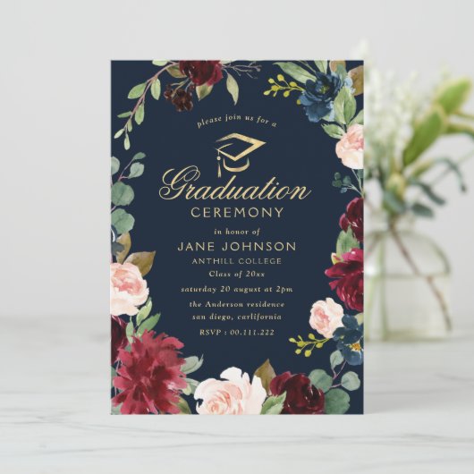 Bourgondië Marine Bloemen afstuderen Ceremonie Kaart (Staand voorkant)