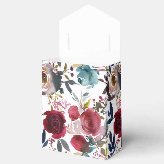 Bourgondië & marine Bloemen bruiloft gunst doos Bedankdoosjes (Geopend)