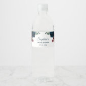 Bourgondië & Marine Bloemen Rustieke Bruids Water  Waterfles Etiket (Voorkant)