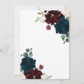 Bourgondië & Marine Bloemen Rustieke Houten Bruilo Kaart (Achterkant)