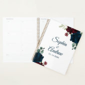 Bourgondië & Marine Bloemen Rustieke Houten Bruilo Planner (Display)